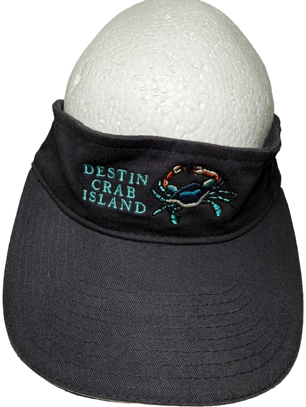 Destin Crab Island Visor Florida Beach Vacation Hat Vitrionic Navy Blue Cap 1 Sz